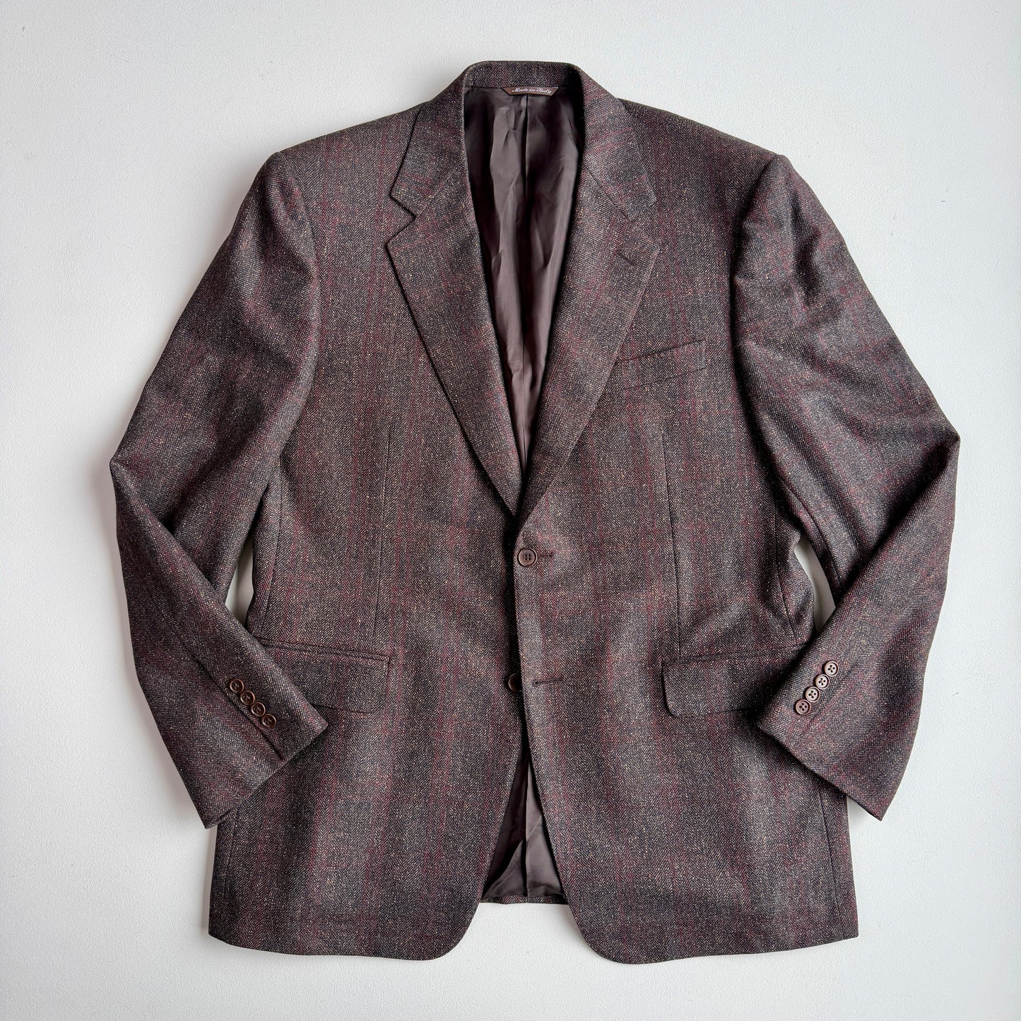 Canali (52IT / 42L) Aubergine Wool/Silk/Cashmere Red Over Check Sports Coat