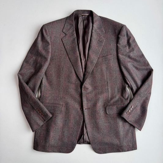 Canali (52IT / 42L) Aubergine Wool/Silk/Cashmere Red Over Check Sports Coat