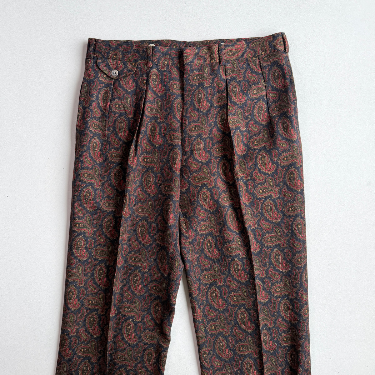VNTG Polo Ralph Lauren (33/34 x 33) Wool Paisley Pleated Pants