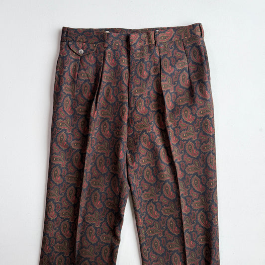 VNTG Polo Ralph Lauren (33/34 x 33) Wool Paisley Pleated Pants