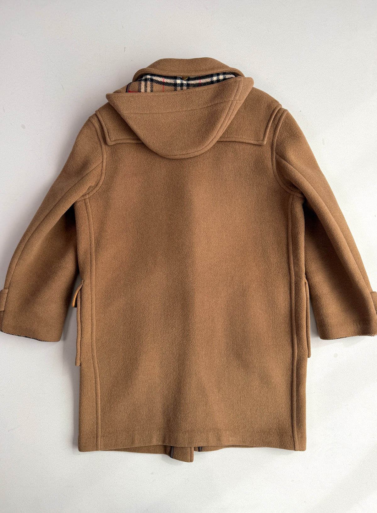 VNTG Burberry London (48) 100% Wool Brown Nova Check Duffle Coat