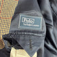 VNTG Polo Ralph Lauren (42R) 100% Silk Blue & Beige w/ Red Overcheck Sport Coat
