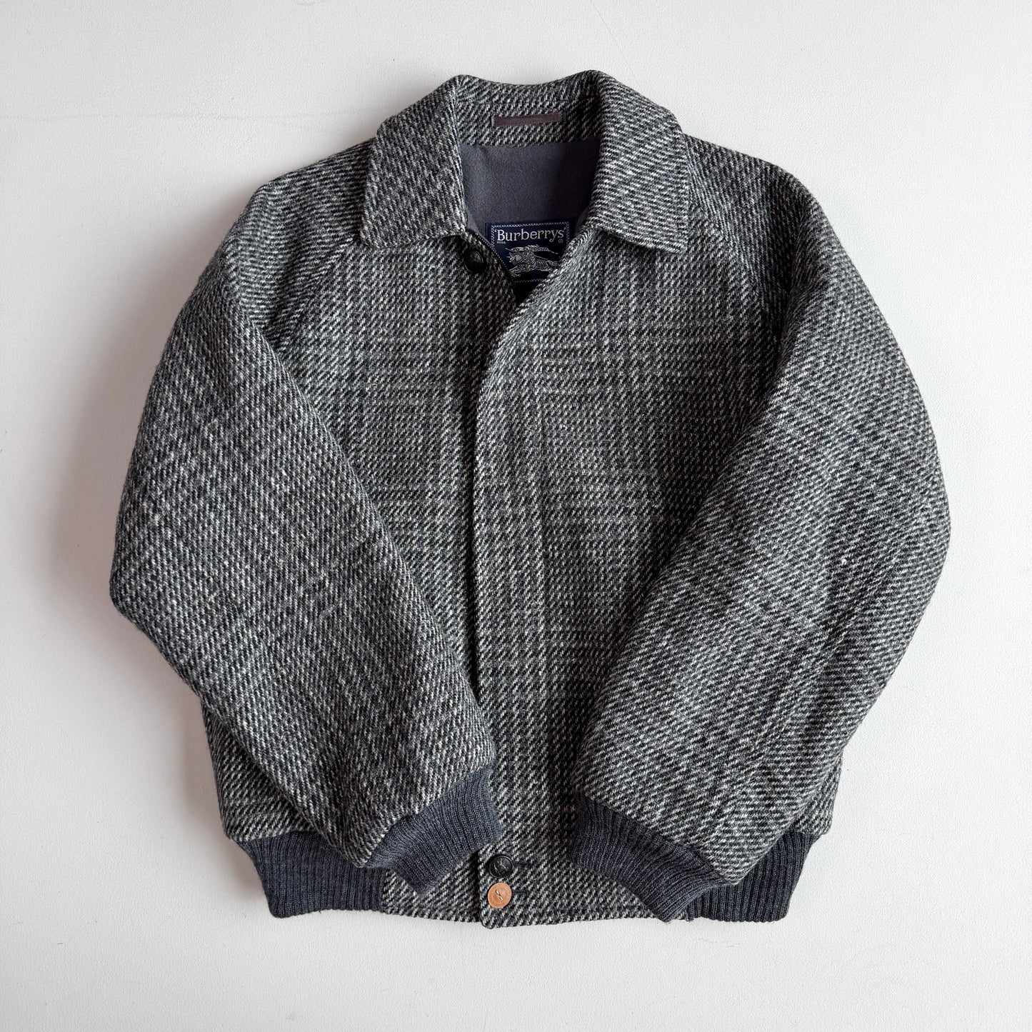 VNTG Burberry (36 / M) Tweed Wool Gray Raglan Sleeve Jacket