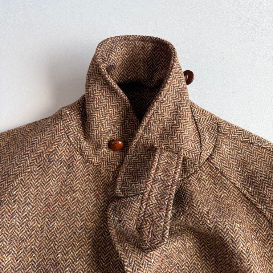 VNTG Paul Stuart (54) Tweed Wool Belted Balmacaan Norfolk-Style Field Coat