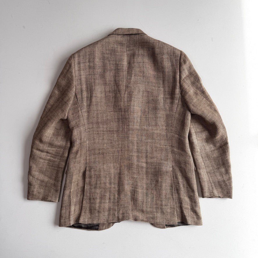 Polo Ralph Lauren (42L) Brown 100% Flax Tweed Herringbone Sport Coat