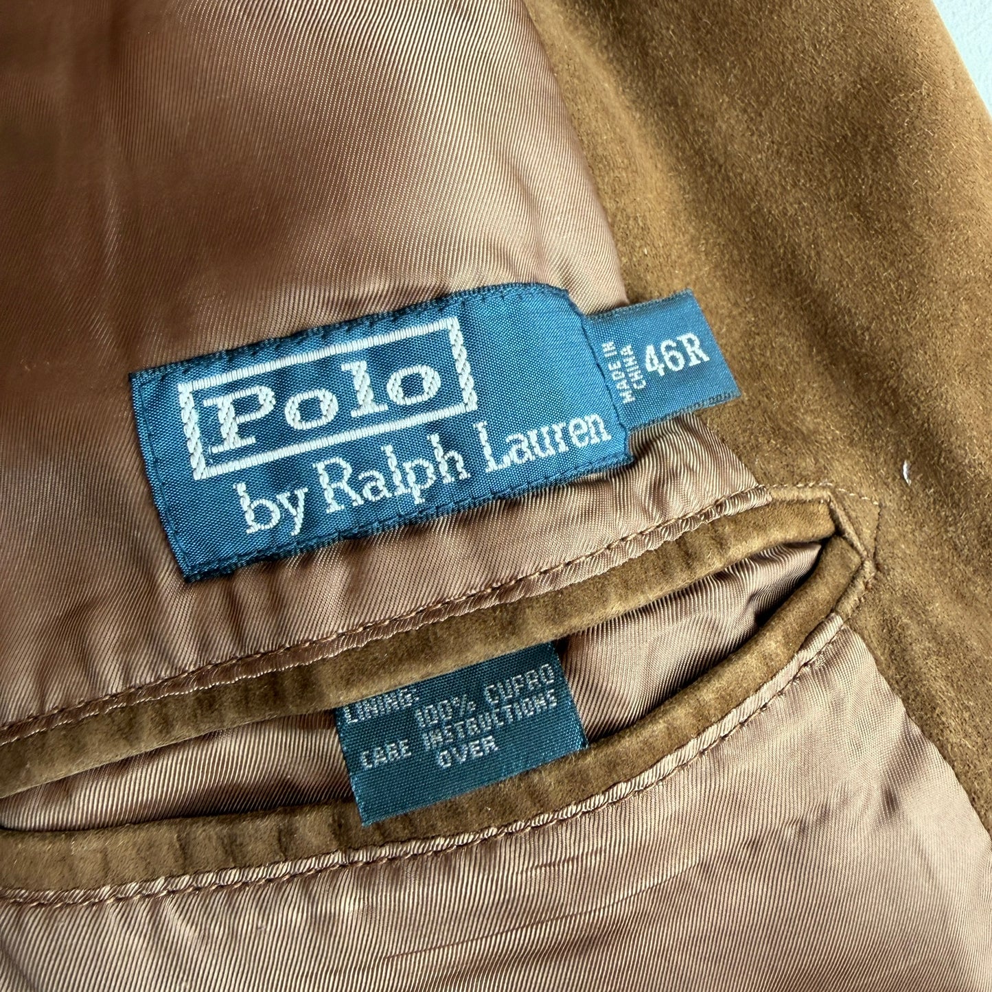 Polo Ralph Lauren (46R) Hacking Equestrian Suede Leather Brown Sports Jacket Coat