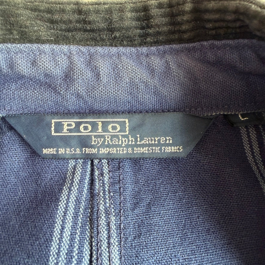 VNTG Polo Ralph Lauren (L) Mattress Ticked Cotton Indigo Chore Field Coat
