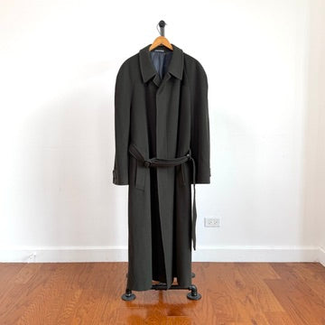 VNTG Giorgio Armani (38) Forest Green Wool/Cashmere Belted Balmacaan Overcoat