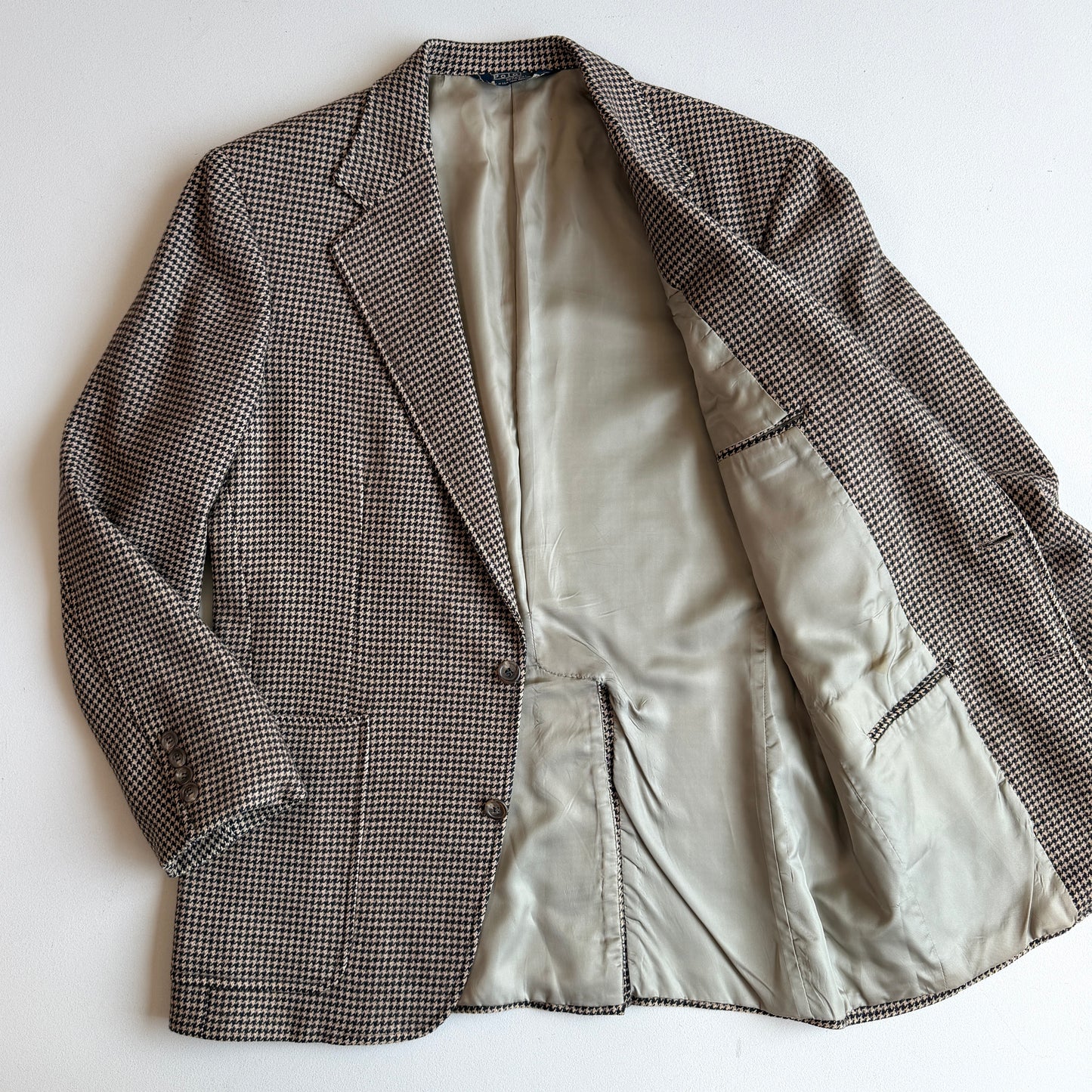 VNTG Polo Ralph Lauren (42R) Wool Houndstooth Brown/Cream Sport Coat