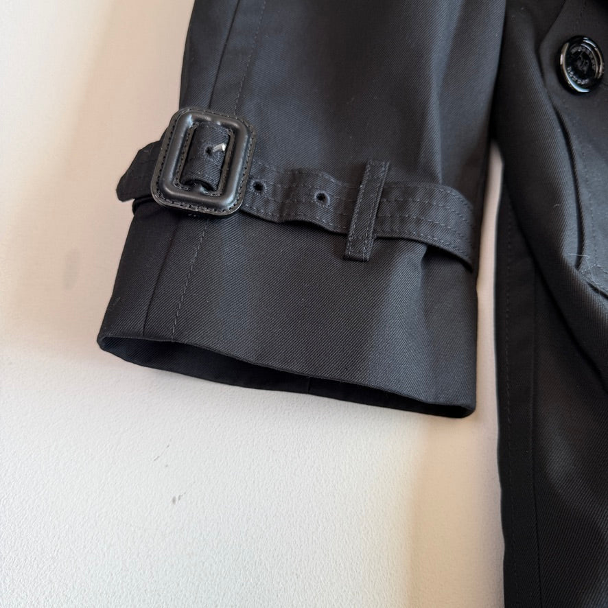 Burberry (54R) Black Poly/Cotton Gabardine Trench Coat