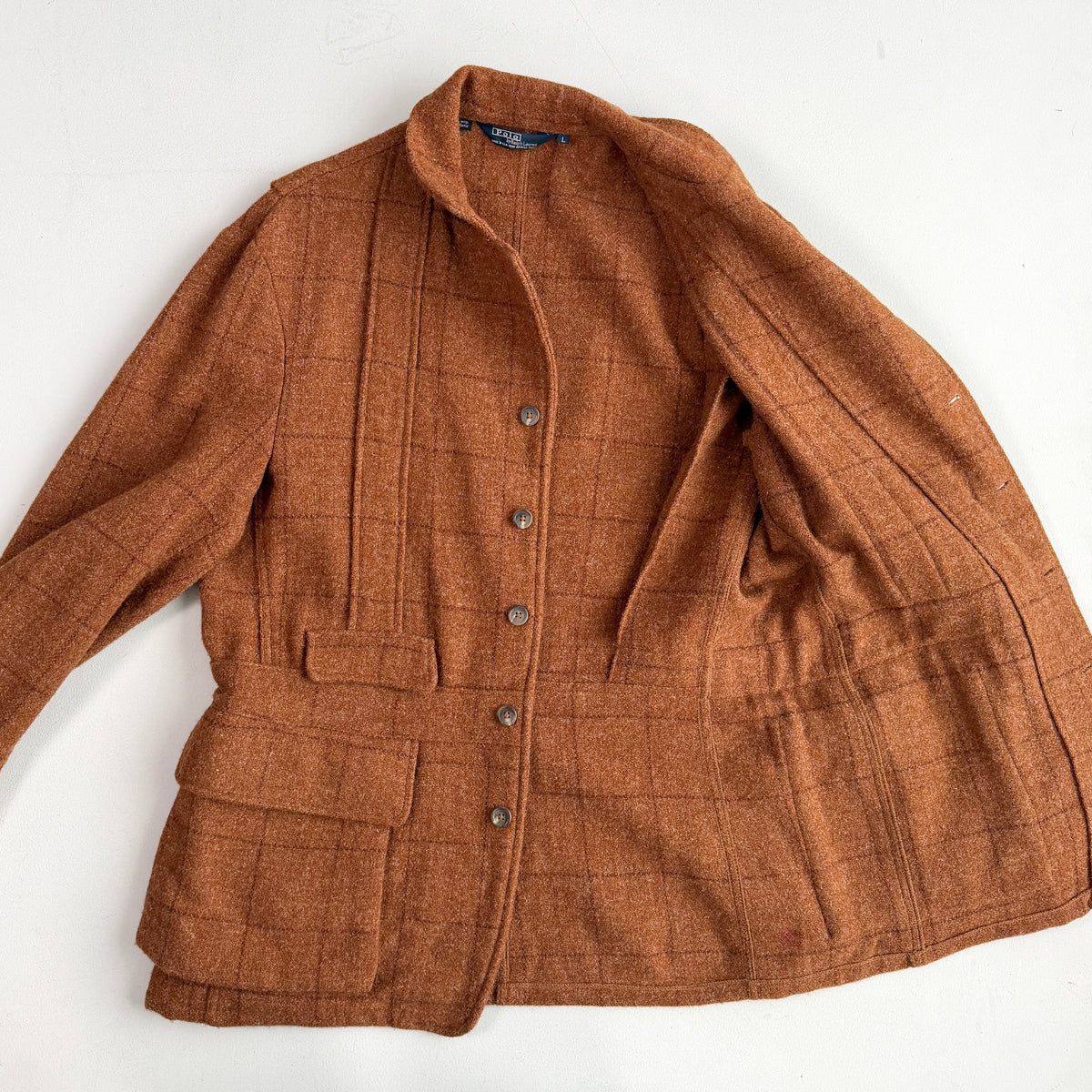 VNTG Polo Ralph Lauren (L) Wool Norfolk Rust/Burnt Orange Sport Coat