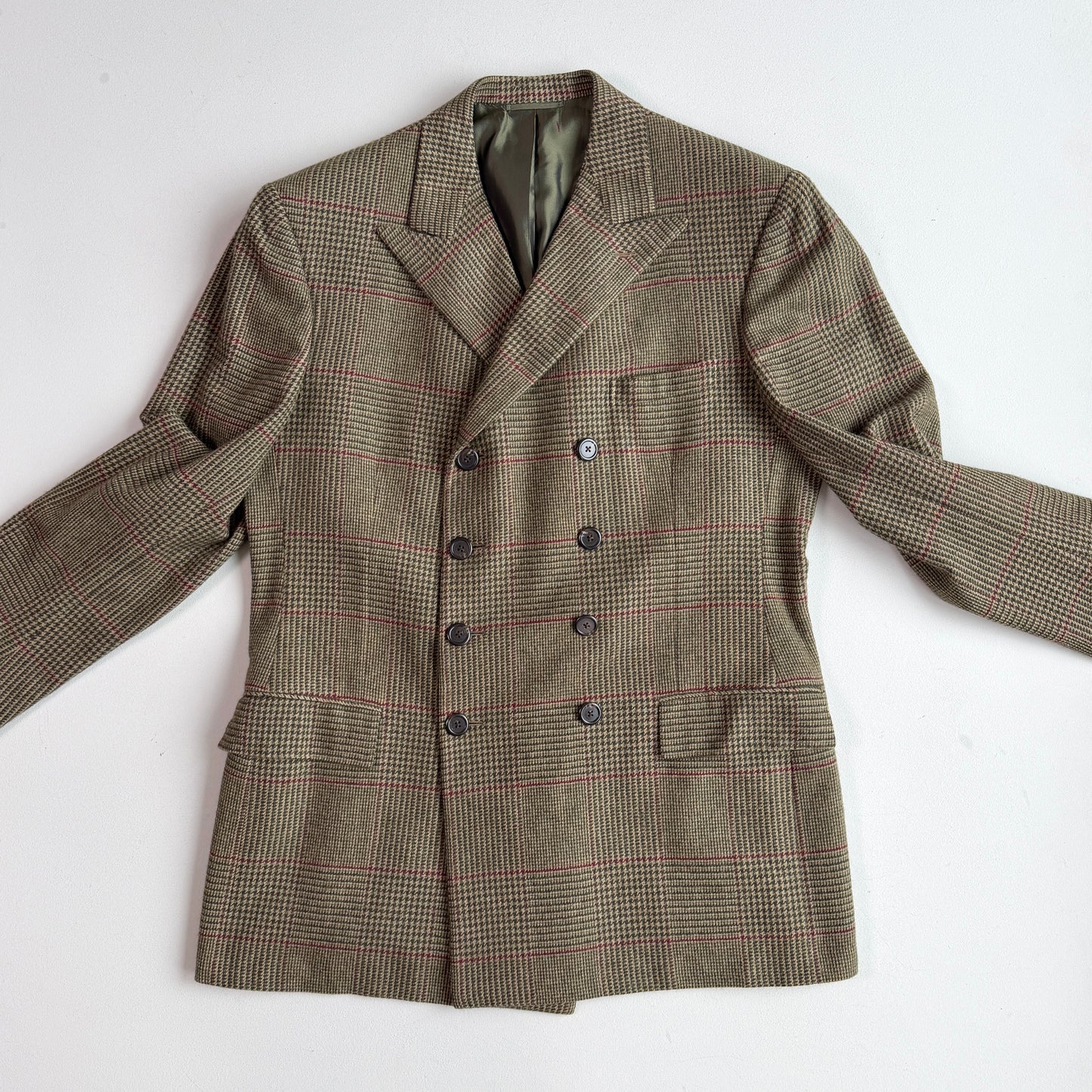 Ralph Lauren Purple Label (44L) 8x4 Cashmere Flannel Prince of Wales Coat