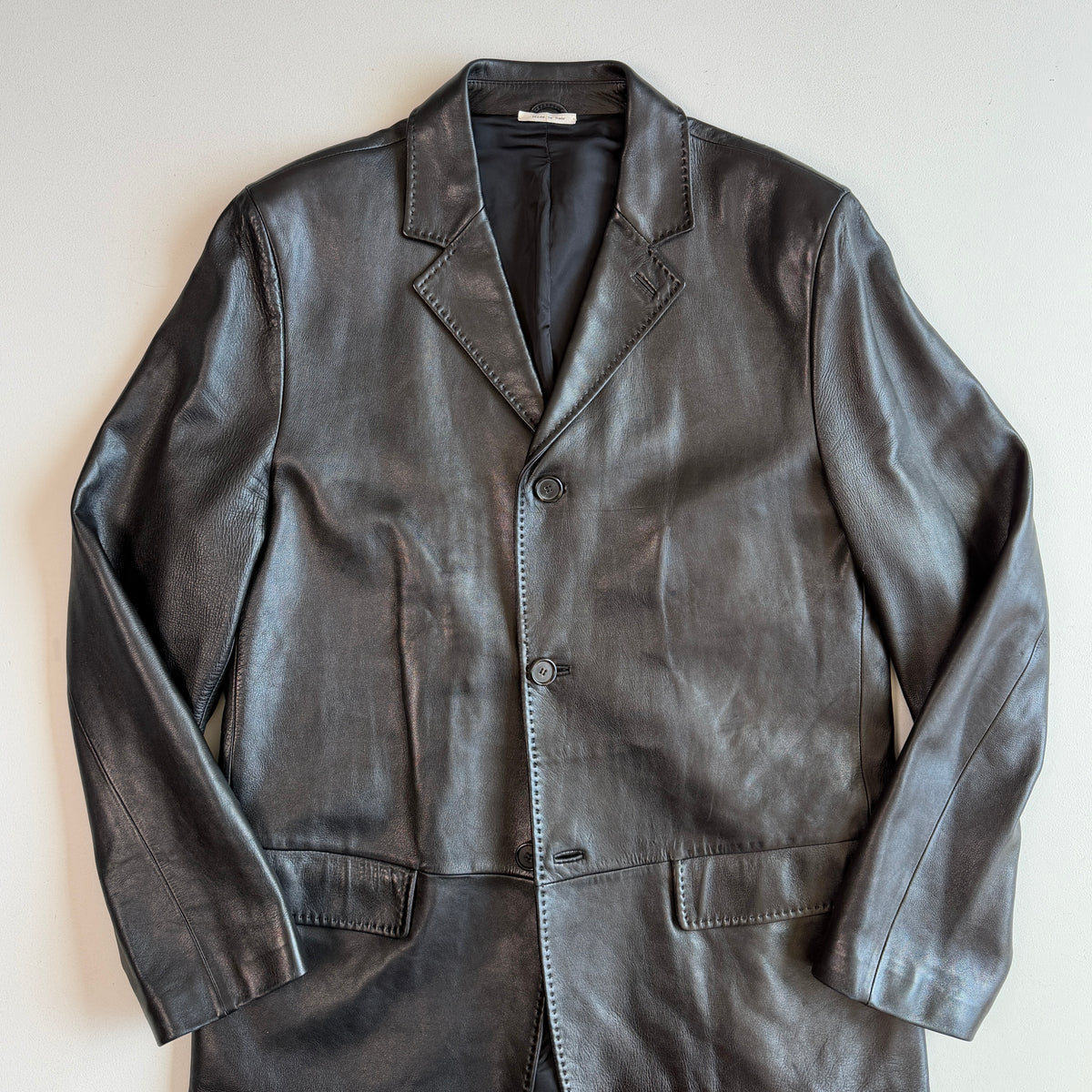 Ermenegildo Zegna (54/XL) Glove-Soft Leather Black Sports Coat