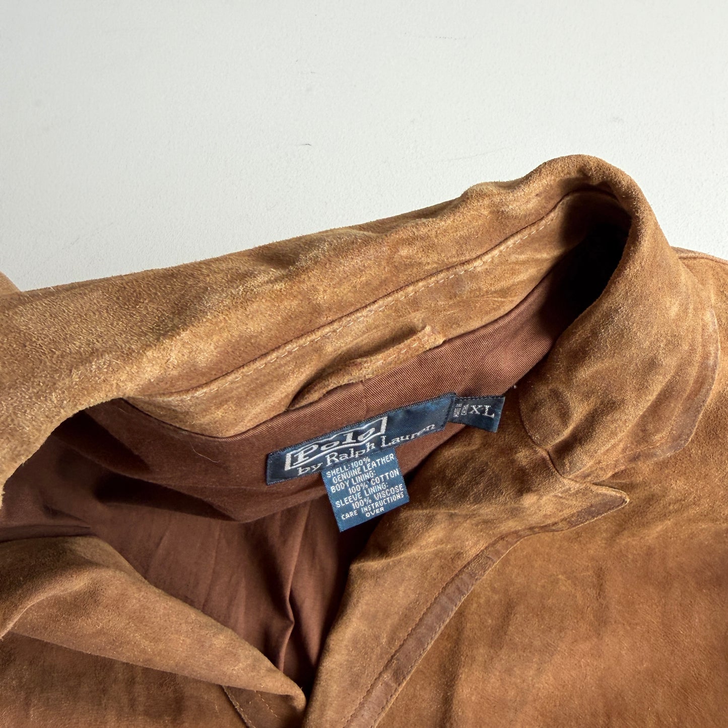 Polo Ralph Lauren (XL) Leather Roughout Half-Norfolk Tawny Field Jacket Coat