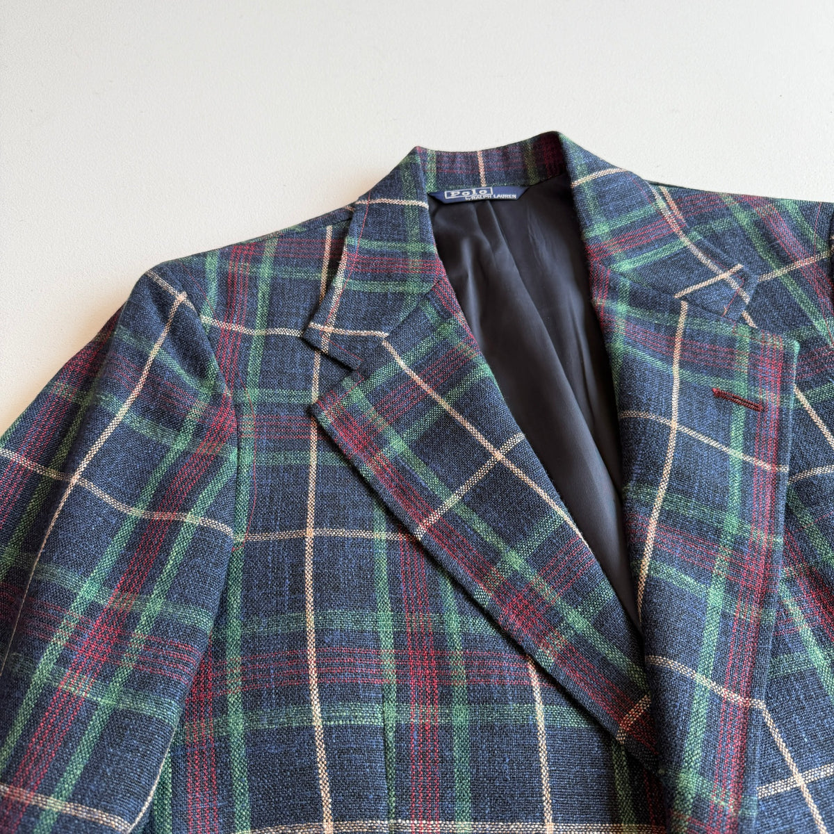 VNTG Polo Ralph Lauren (41L) Wool/Linen Full-Canvas Tartan Plaid Sport Coat