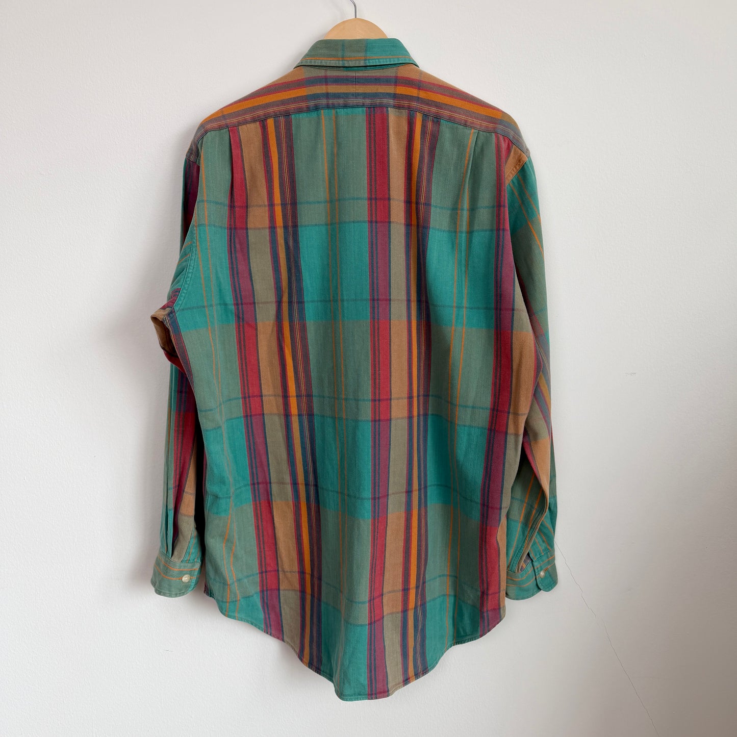 VNTG Polo Ralph Lauren (M / L) Pastel Cotton Twill Plaid Shirt