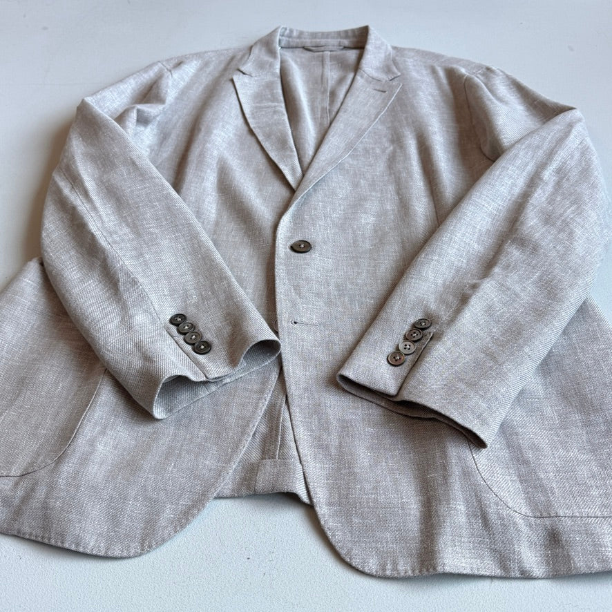 Ermenegildo Zegna (56R) Taupe Linen/Wool/Silk Unstructured Crossover "Shirt Jacket"