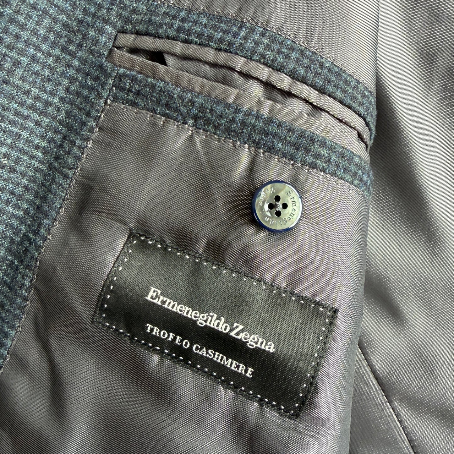 Ermenegildo Zegna (54L) "Mila" Trofeo Wool/Cashmere Micro-Check Brush Sport Coat