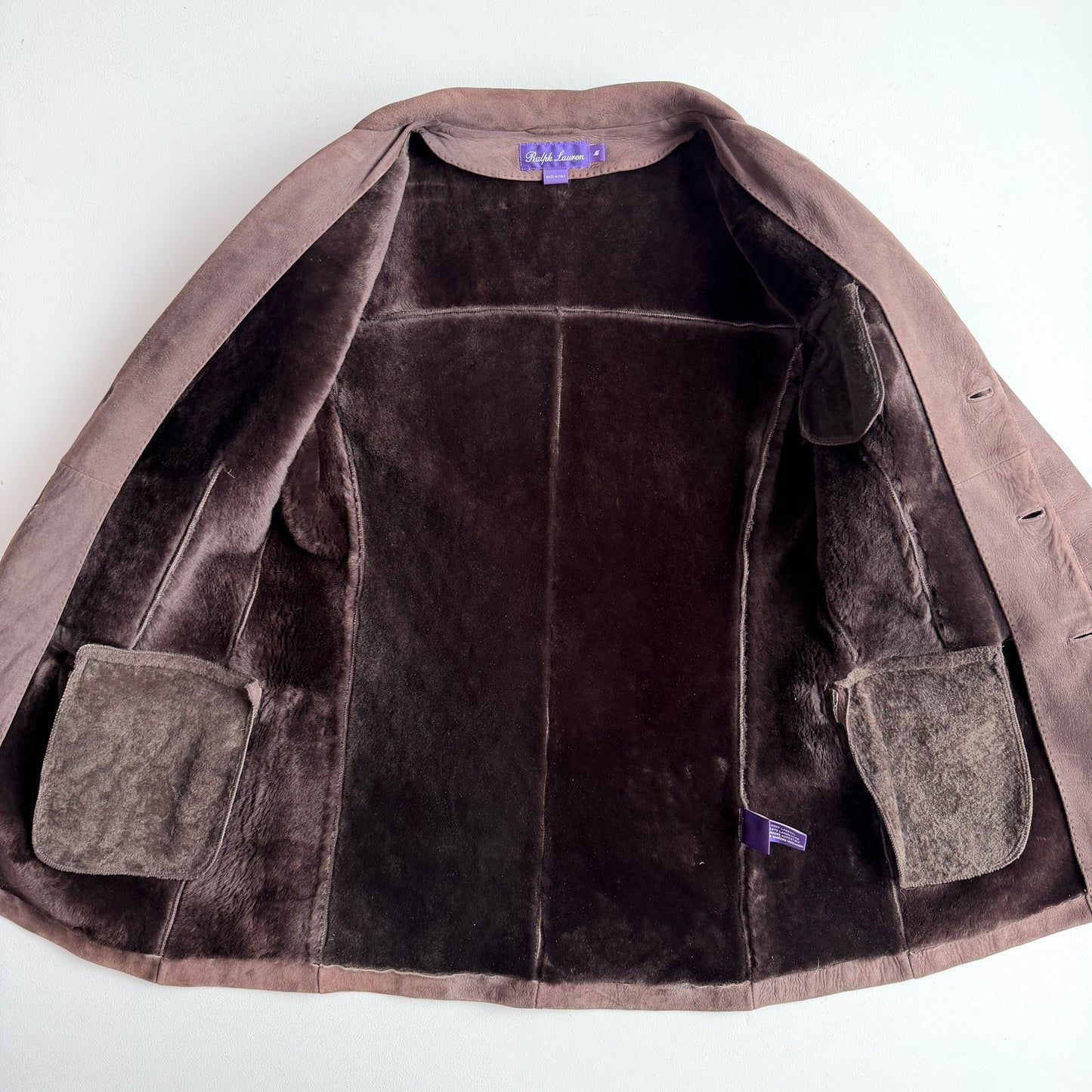 Ralph Lauren Purple Label (M) Lambskin Leather Suede Shearling Jacket