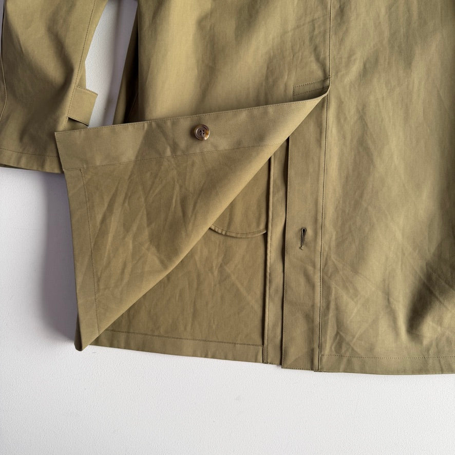 Paul Stuart (L / 42L) Cotton Side-Tab Olive/Khaki Rain Mac Coat