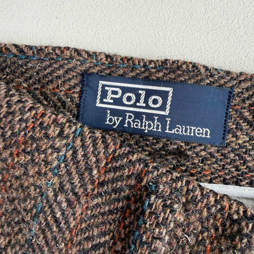 VNTG Polo Ralph Lauren (36 x 31-33) Wool Tweed Blue/Orange Over Stripe Tweed Pants