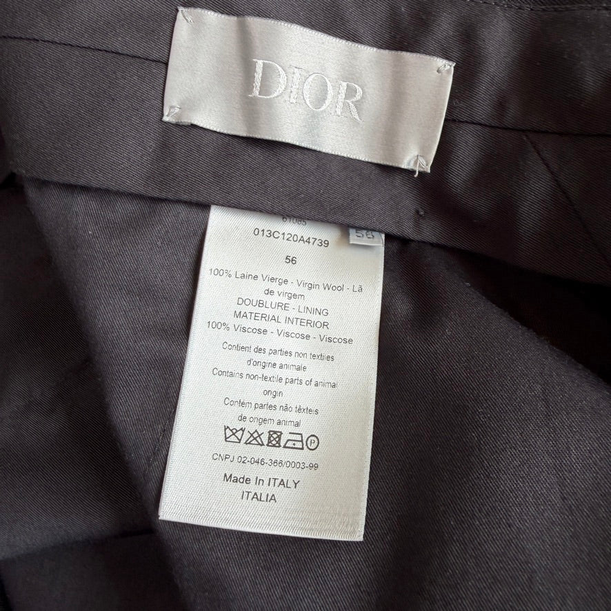 NWT Dior (56 /38W) Black 100% Wool Woven Tailored Pants