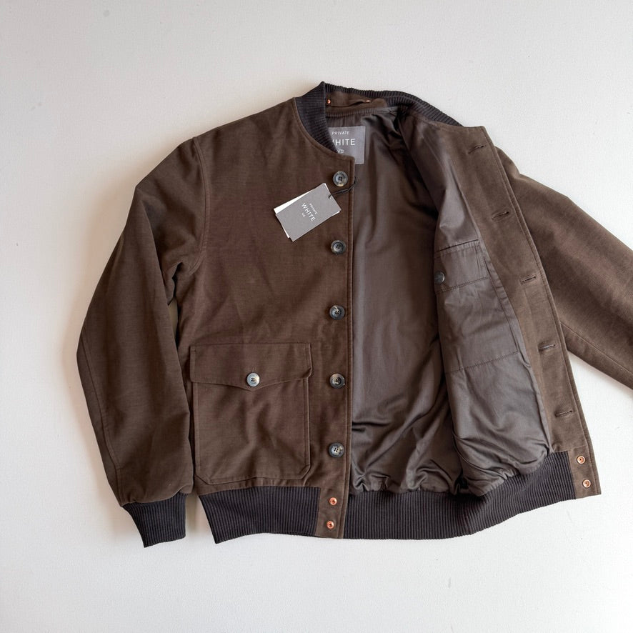 NWT Private White VC (3 / S) Brown Moleskin Cotton Blend Bomber Jacket