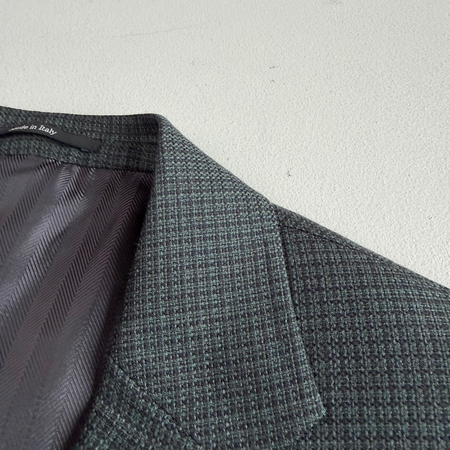 NWOT Ermenegildo (54L IT) Summer Weight Green Wool Hopsack Manhattan Sport Coat