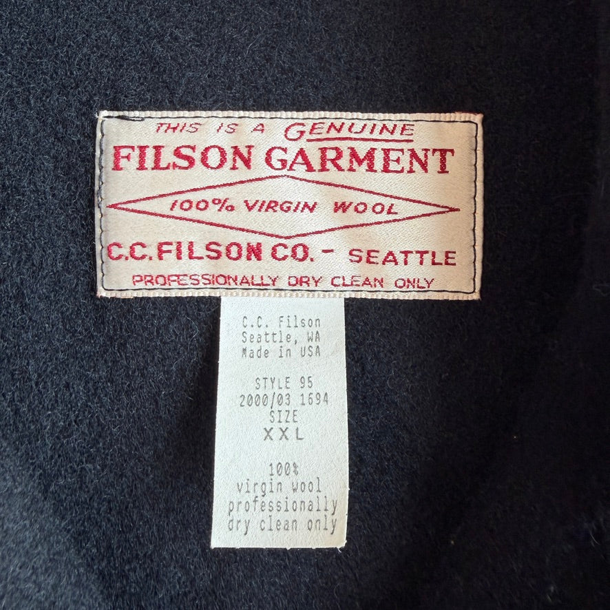 MINT! Filson (2XL) Navy Blue Wool Mackinaw Style 95 Cape Coat