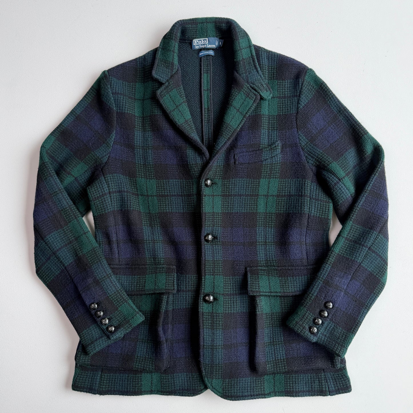 Polo Ralph Lauren (L) Black Watch 100% Wool Knit Sport Coat