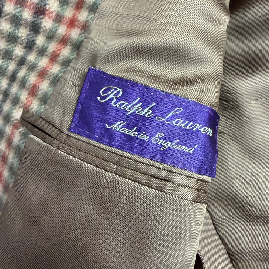Ralph Lauren Purple Label (42R) Cashmere Flannel Full-Canvas Houndstooth Check Sport Coat