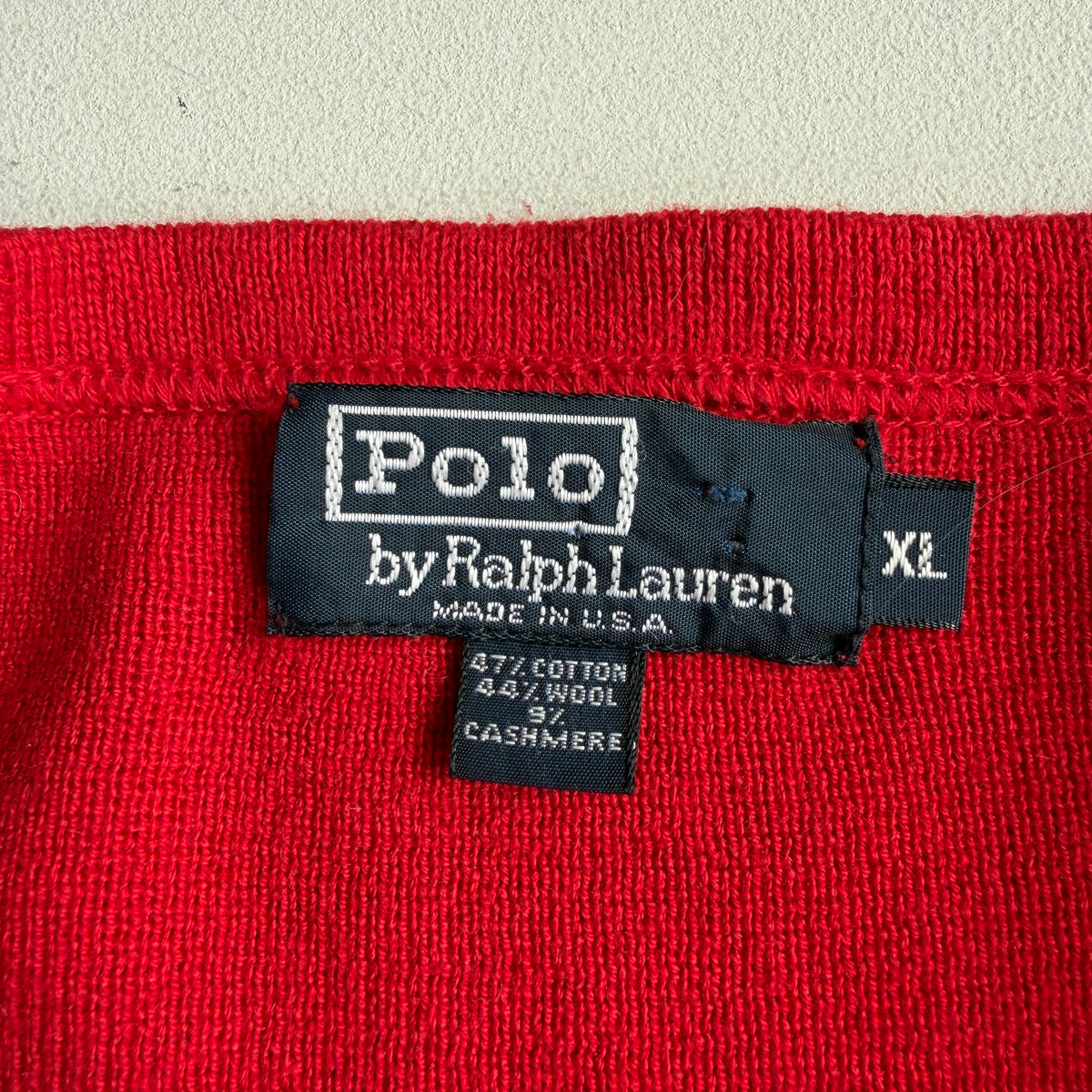 RARE VNTG Polo Ralph Lauren (XL) CP RL-92 Cotton/Wool/Cashmere Red Sweater