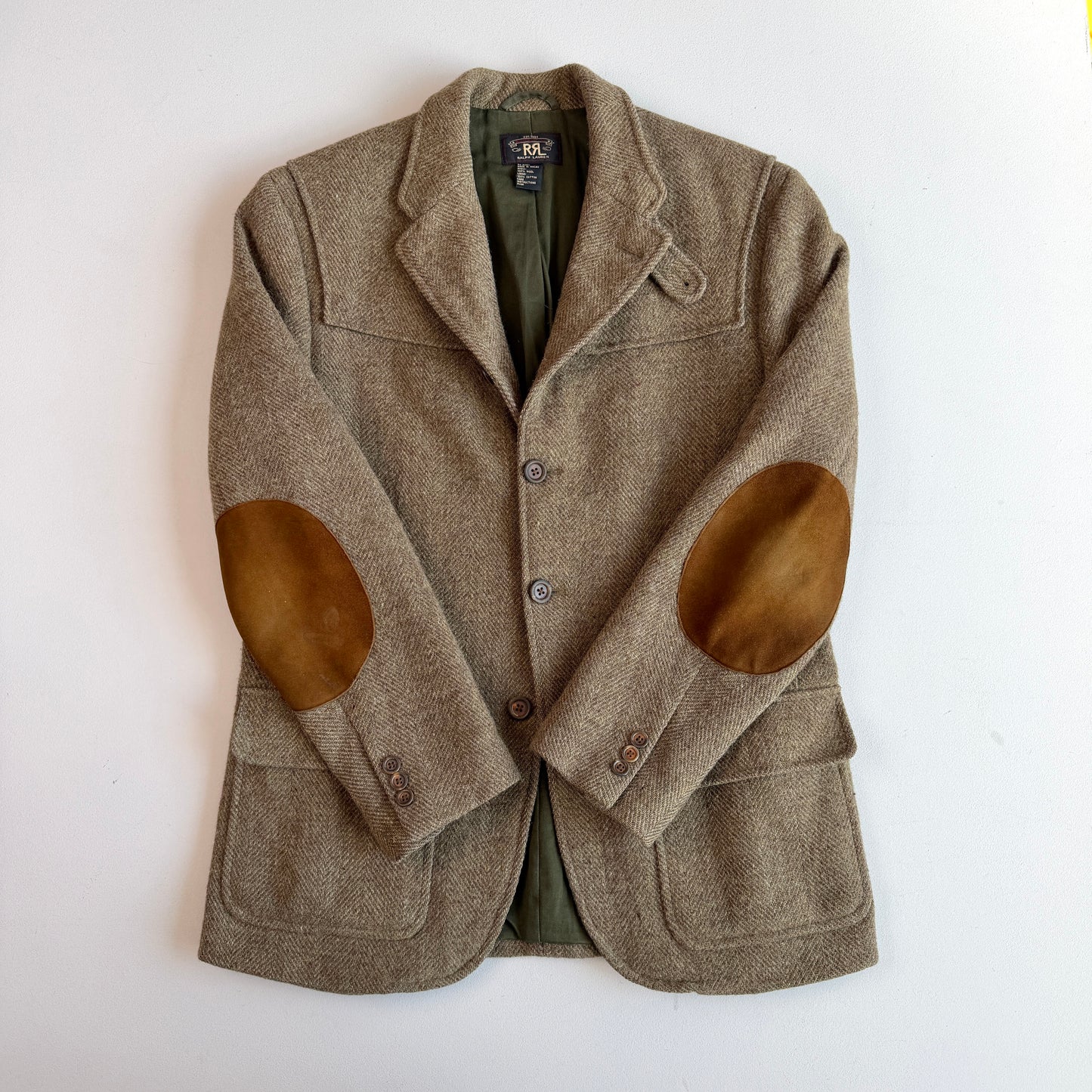 VNTG RRL Ralph Lauren (M) Olive Wool tweed Double Cape Sports Coat