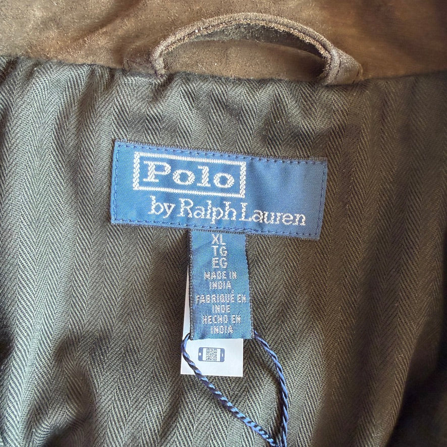 NWT Polo Ralph Lauren (XL) Olive Green Goat Suede Leather Trucker Jacket