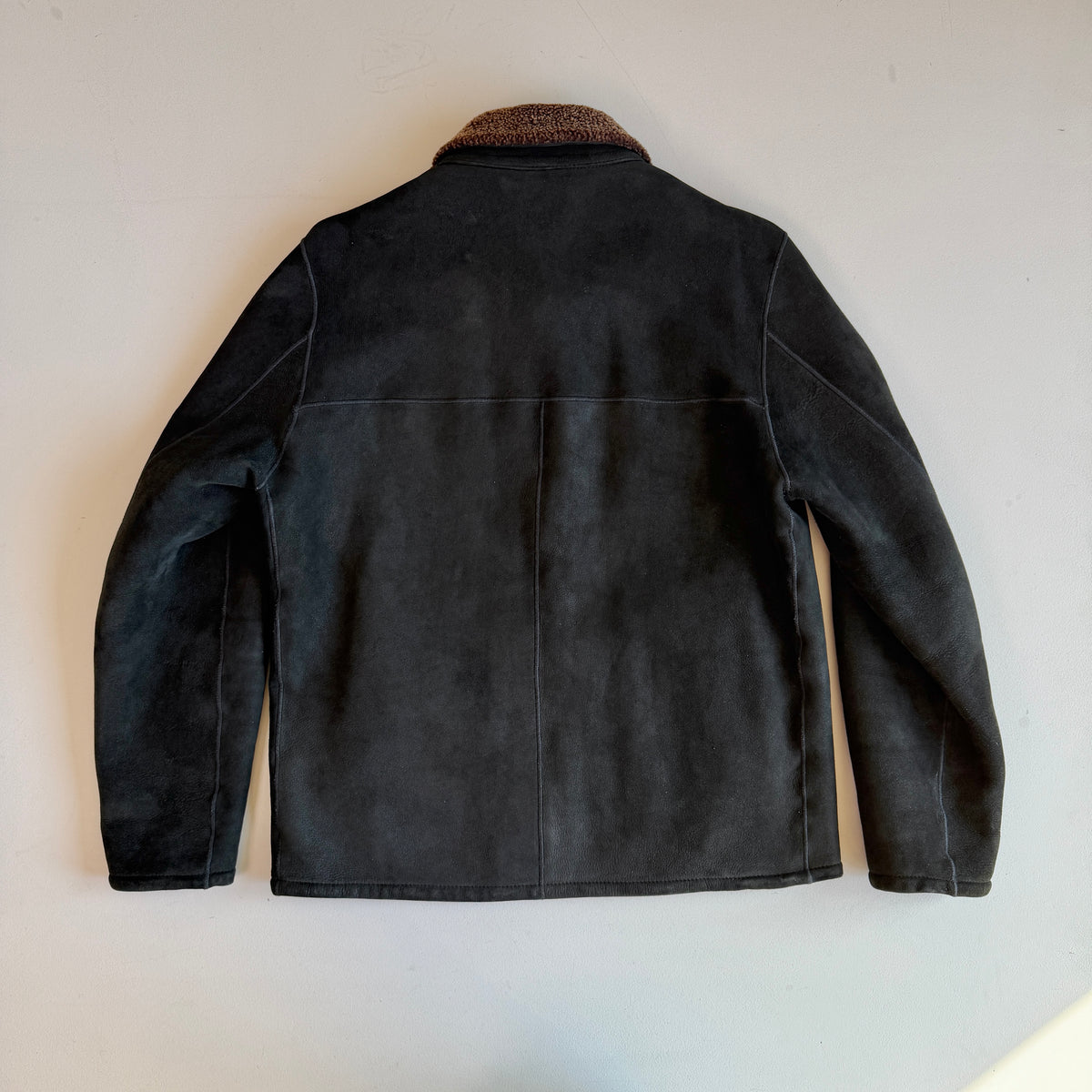 Burberry London (52) Lamb Shearling Suede Leather Black/Bronze Jacket