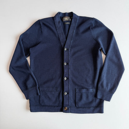 RRL Ralph Lauren (M) Indigo-Dyed Blue 100% Wool Cardigan Sweater