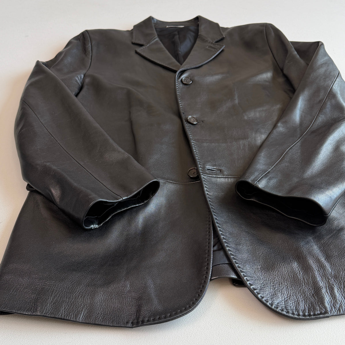 Ermenegildo Zegna (54/XL) Glove-Soft Leather Black Sports Coat
