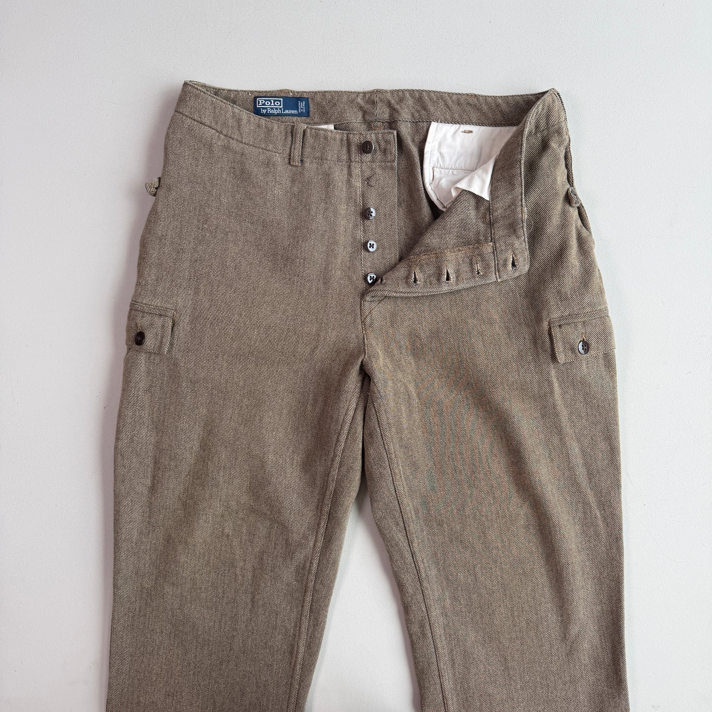 VNTG Polo Ralph Lauren (36x33) Taupe Cotton Twill Cargo Utility Pants