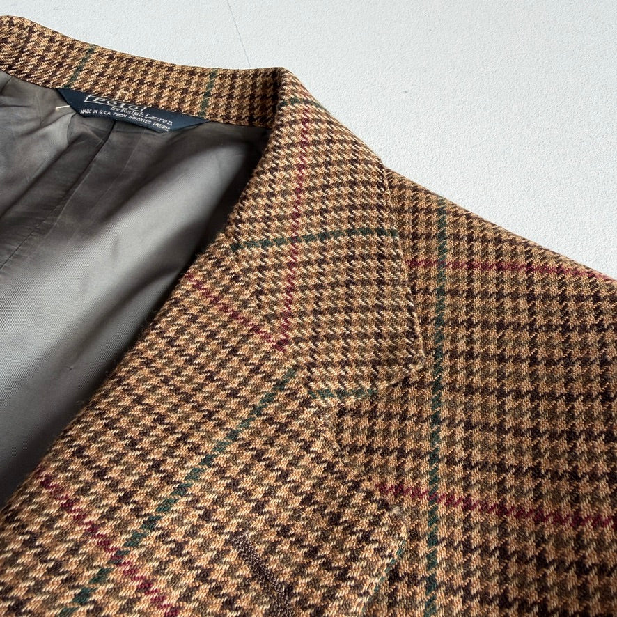 VNTG Polo Ralph Lauren (42L) Wool Houndstooth Overcheck Sports Coat