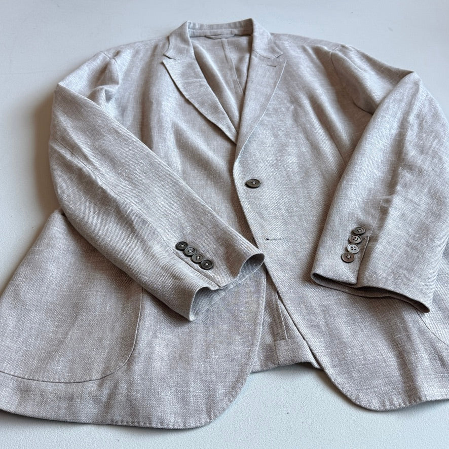 Ermenegildo Zegna (56R) Taupe Linen/Wool/Silk Unstructured Crossover "Shirt Jacket"