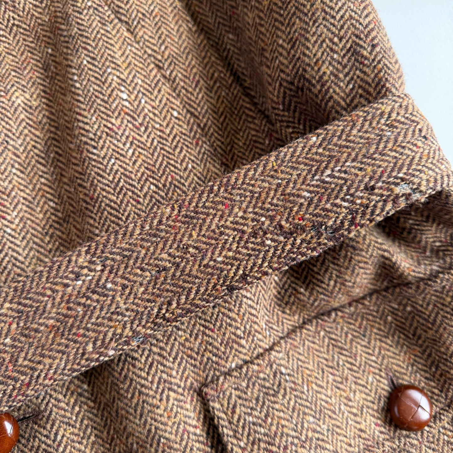 VNTG Paul Stuart (54) Tweed Wool Belted Balmacaan Norfolk-Style Field Coat
