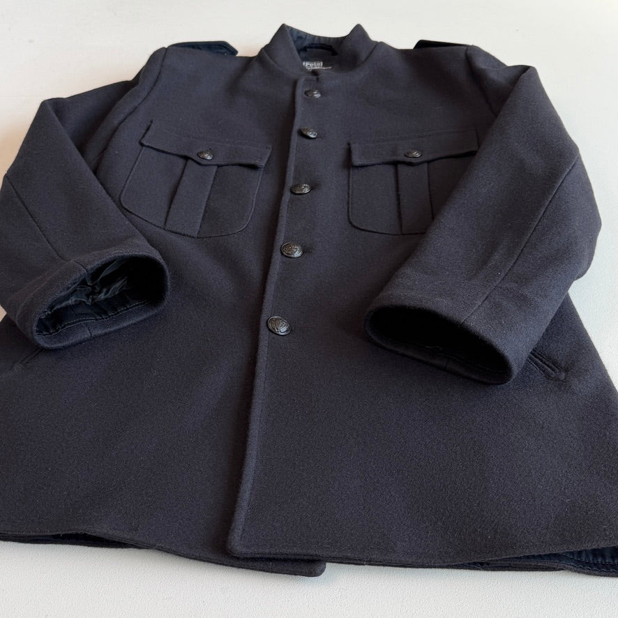 VNTG Polo Ralph Lauren (M) Naval 100% Melton Wool Epaulet Military Jacket