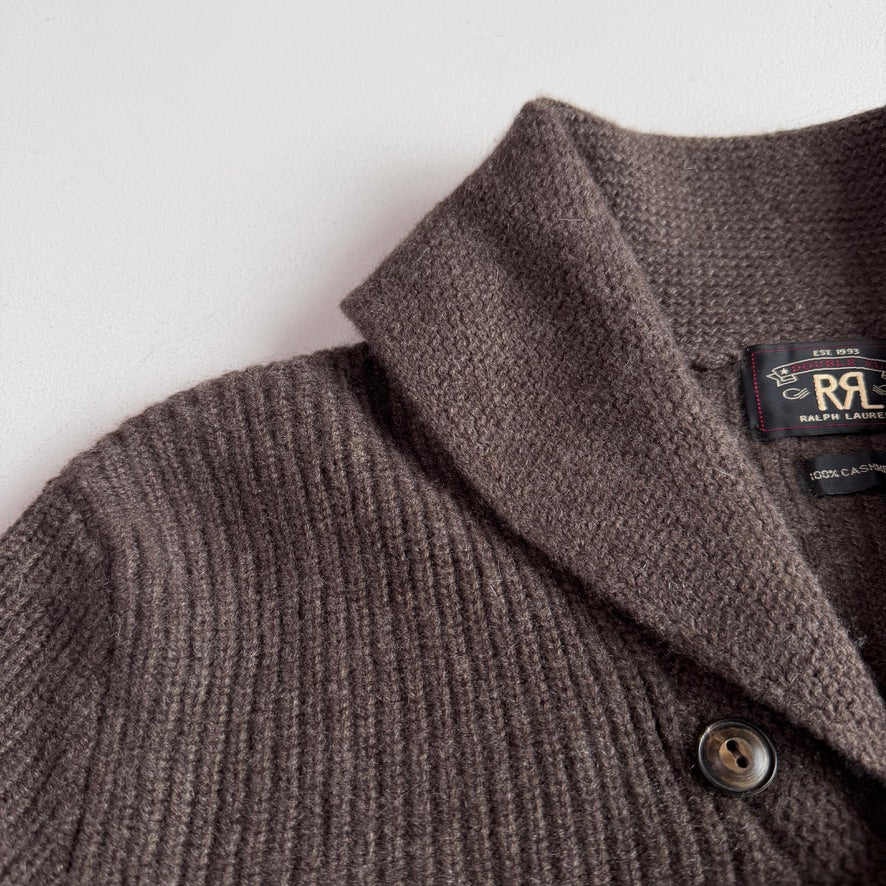 RRL Ralph Lauren (M) 100% Cashmere Taupe Knit Cardigan