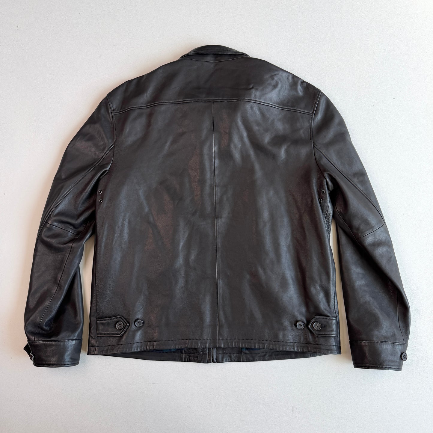Polo Ralph Lauren (L) Black Glove Soft Leather Plaid Lined Jacket