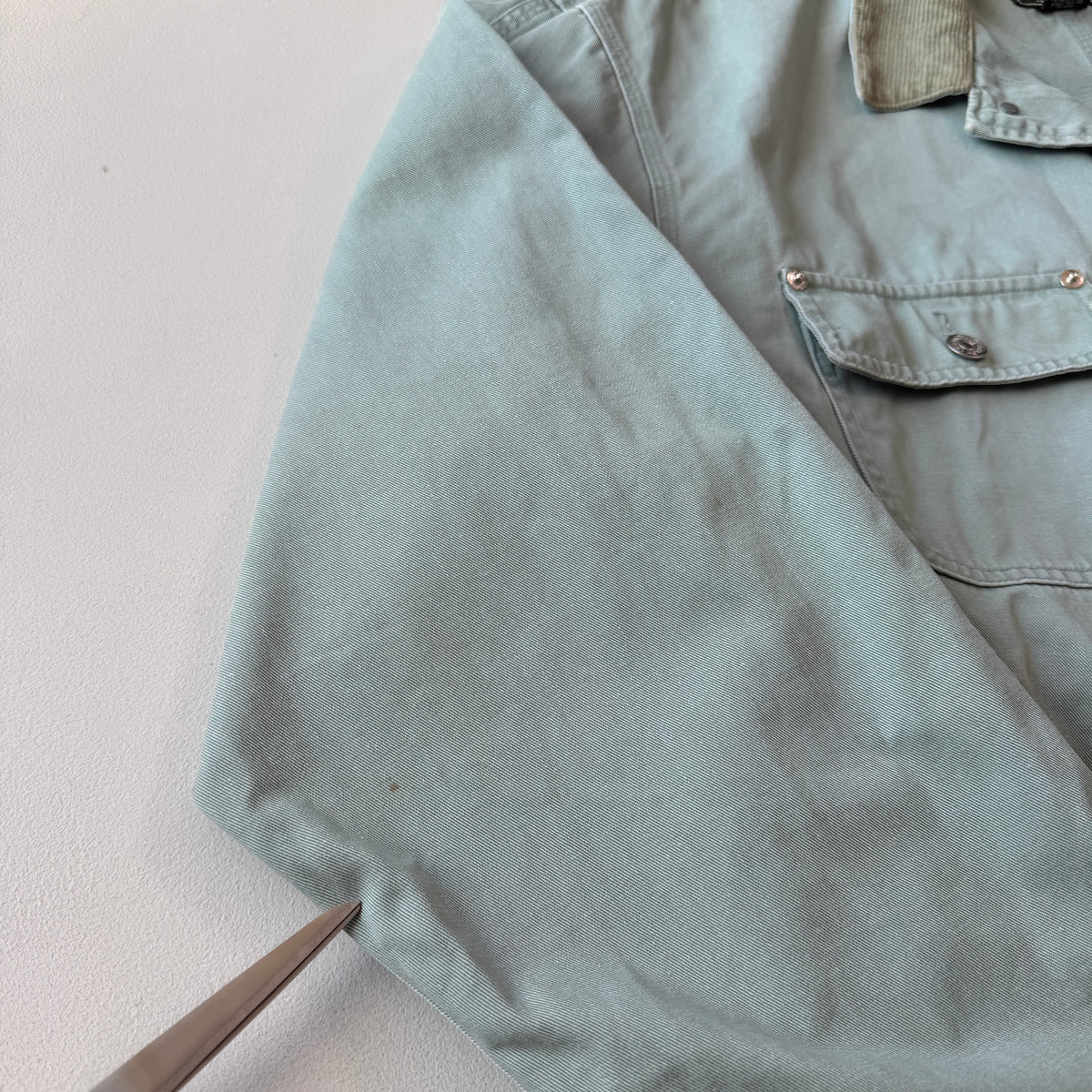 VNTG Ralph Lauren Polo Country (XL) Mint Green Cotton Twill Trucker Jacket