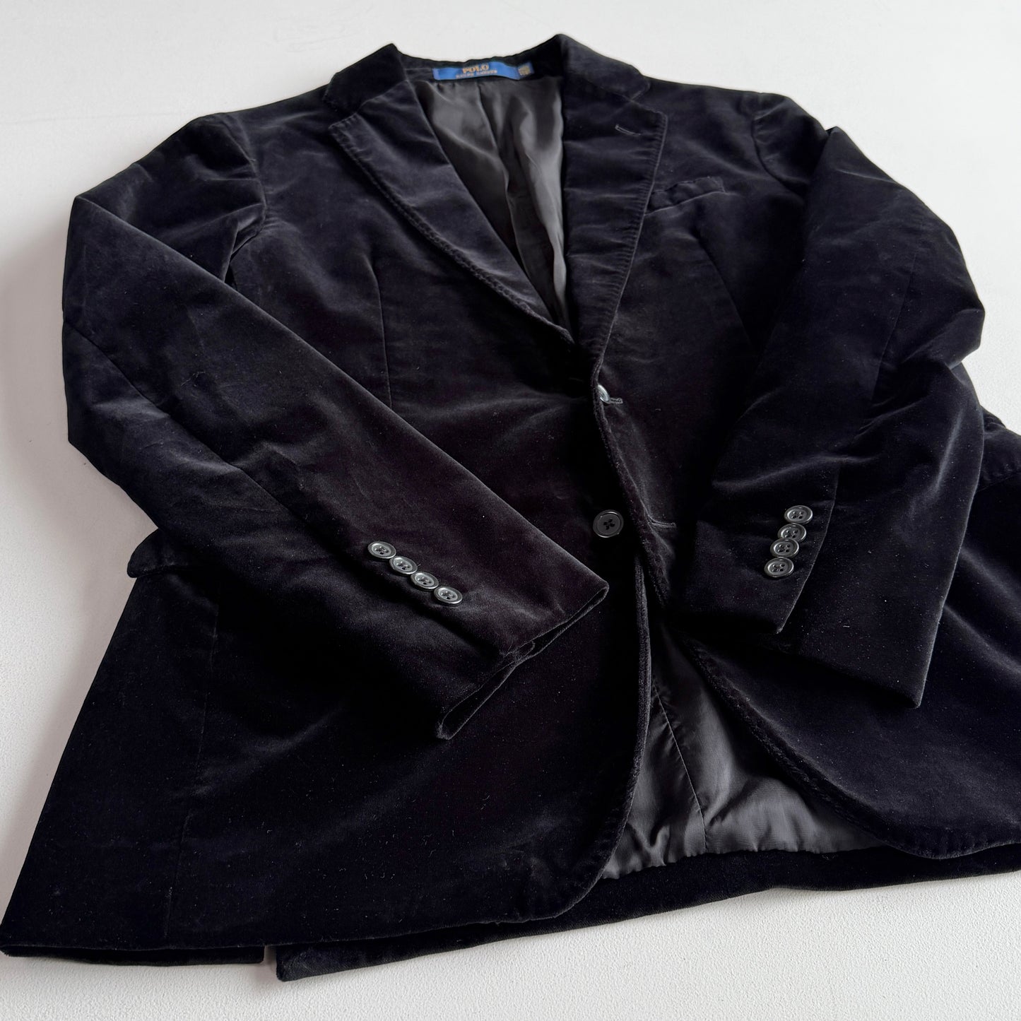 Polo Ralph Lauren (40R) Black Velvet Velour 100% Cotton Sport Coat