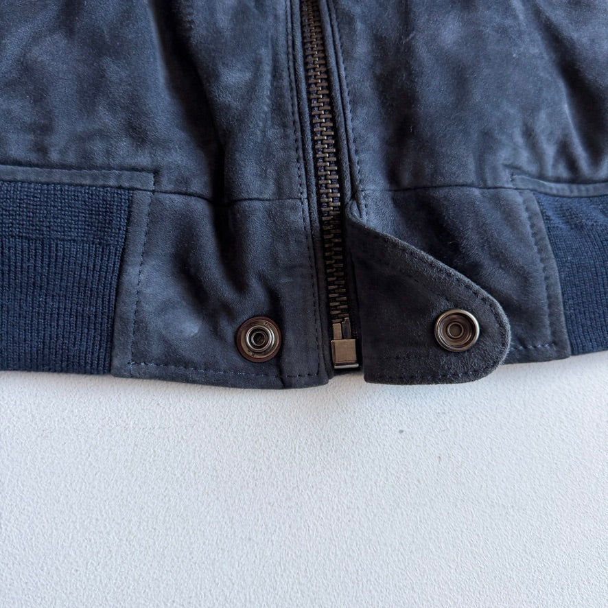 Polo Ralph Lauren (L) Navy Blue Goat Suede Leather Bomber Jacket