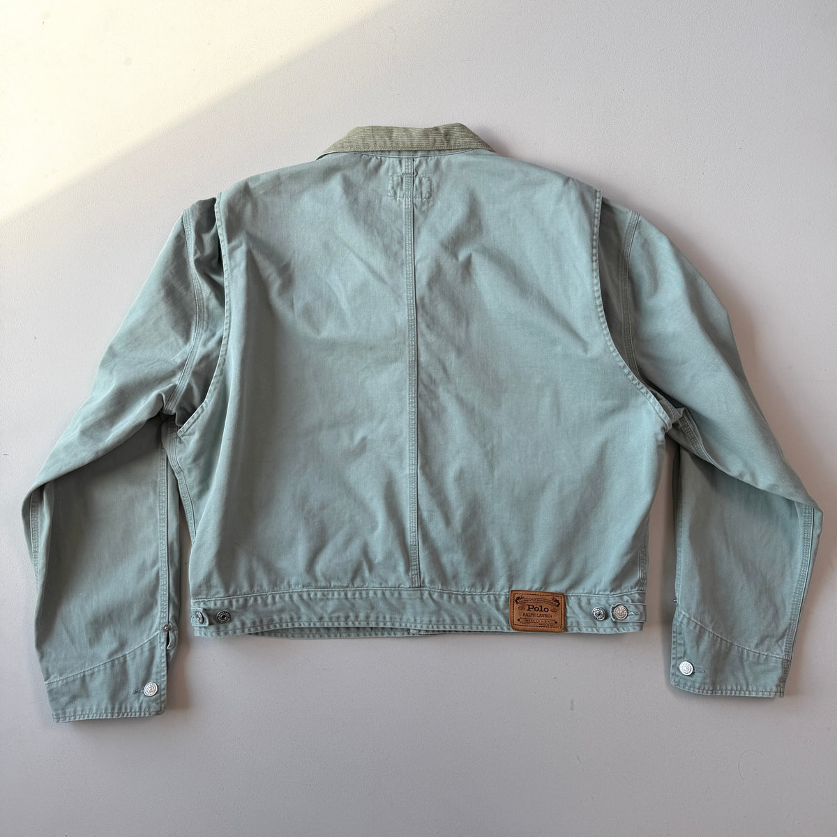 VNTG Ralph Lauren Polo Country (XL) Mint Green Cotton Twill Trucker Jacket