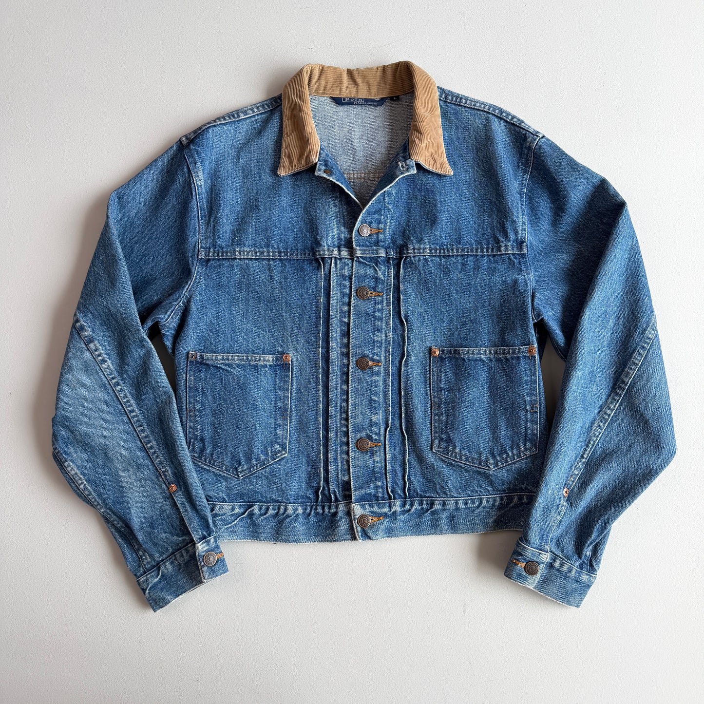 VNTG Polo Ralph Lauren (L) 80s Western Denim Side-Tab Trucker Jacket