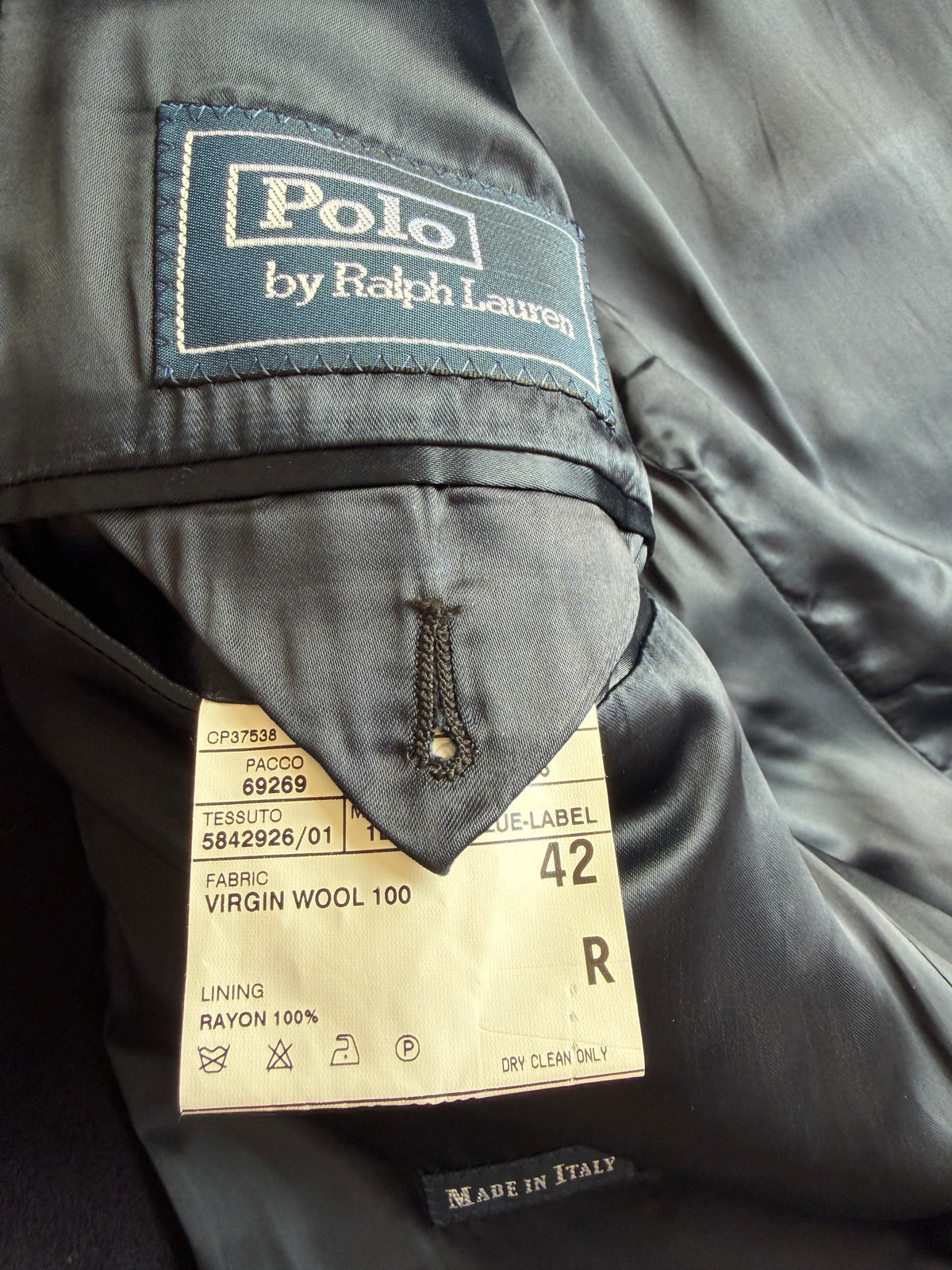 Polo Ralph Lauren (40R) Navy Blue 100% Wool Melton Overcoat